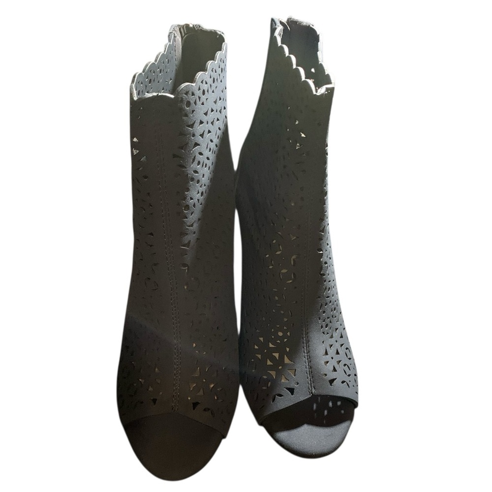 Elegant Gray Laser-Cut Women's Booties
